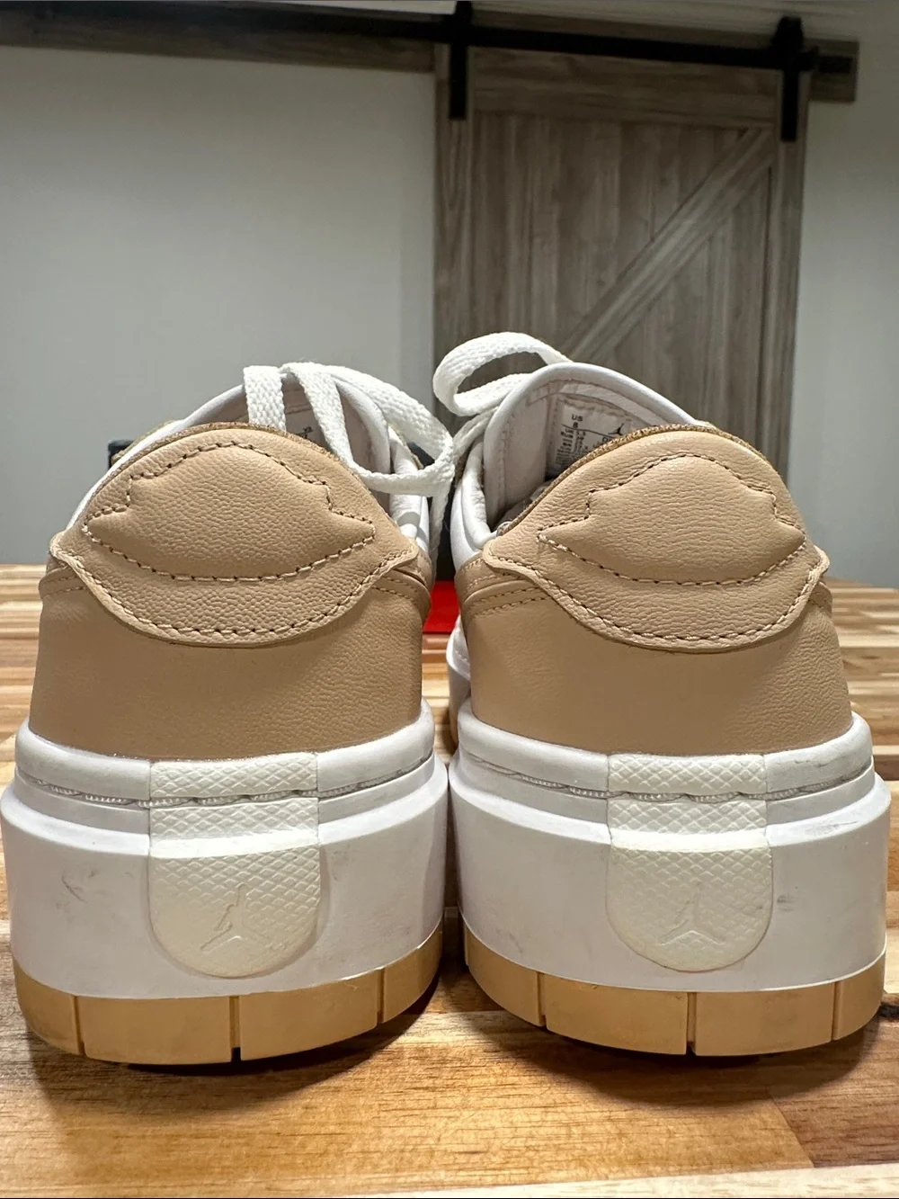 Nike Air White and Tan Platform Low-Top Sneakers 472